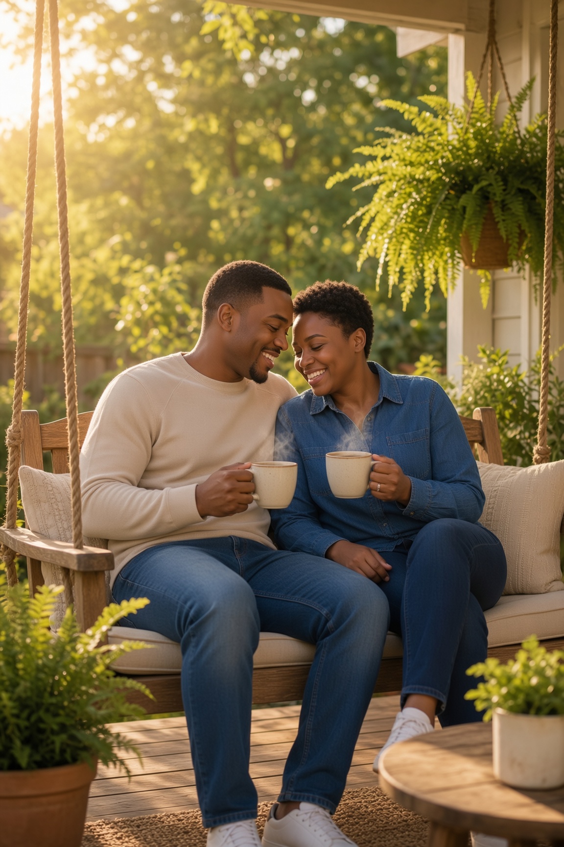 Couple enjoying coffee together